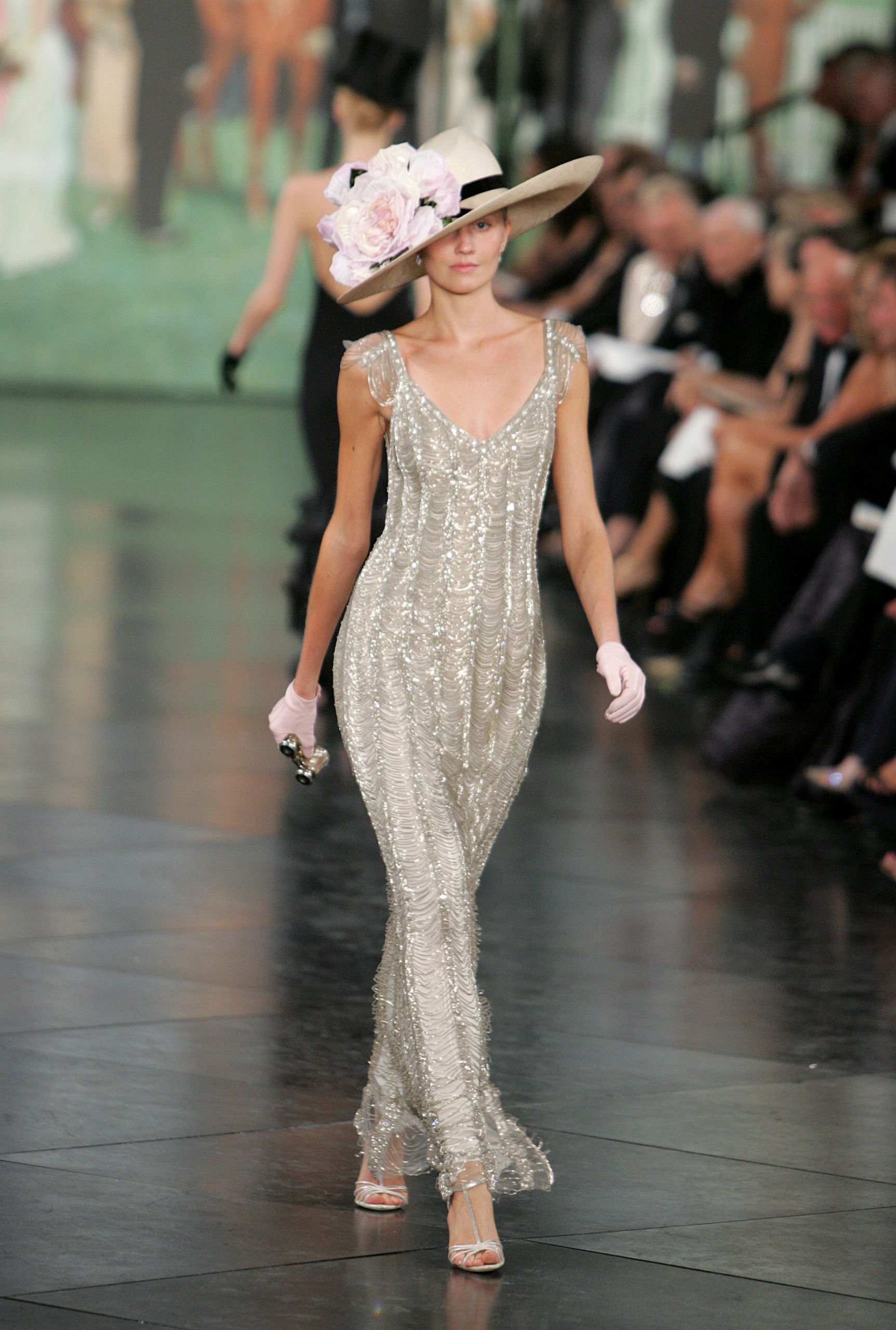 Bella Hadid's beaded dress on the Ralph Lauren Spring 2008 runway