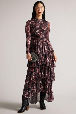 Ted Baker Janeti Fitted Bodice Dress with Asymmetric Skirt