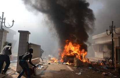 Protesters set fire to Burkina Faso's parliament building