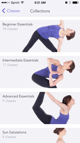 The home screen of the Yoga Studio app