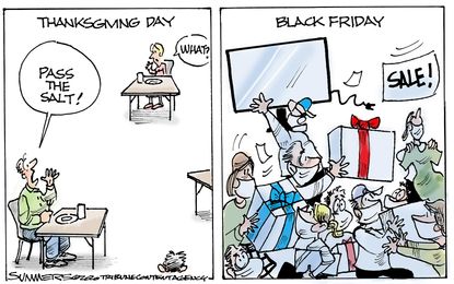 Editorial Cartoon U.S. Thanksgiving COVID black friday