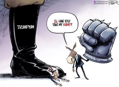 Political Cartoon U.S. Radical Left Democrats Rescue US Trumpism