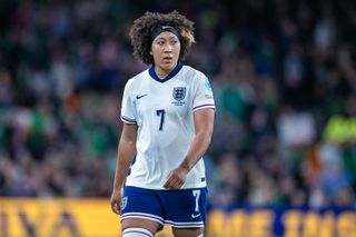 Lauren James #7 of England during the Republic of Ireland V England, UEFA Women's European 2025 Qualifying match at Aviva Stadium on April 9th, 2024 in Dublin, Ireland.