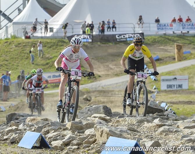 Eva Lechner (Team Colnago Sudtirol) and Peta Mullens (Team Colnago Sudtirol)