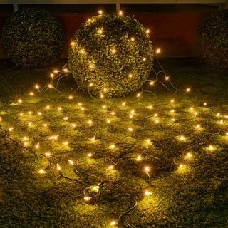 Syncfun 100 Christmas Net Lights for Bushes,4 X 6 Ft Warm White Incandescent Christmas Lights Net Lights Outdoor Mesh Lights for Bushes Garden Party Xmas Tree Decoration