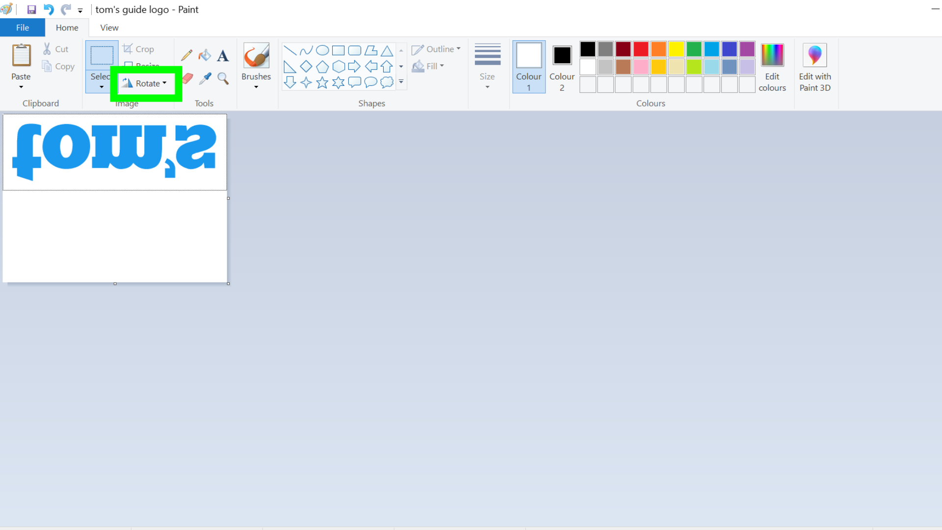 How to edit images in Microsoft Paint - a screenshot of the "Flip and rotate" menu in Microsoft Paint