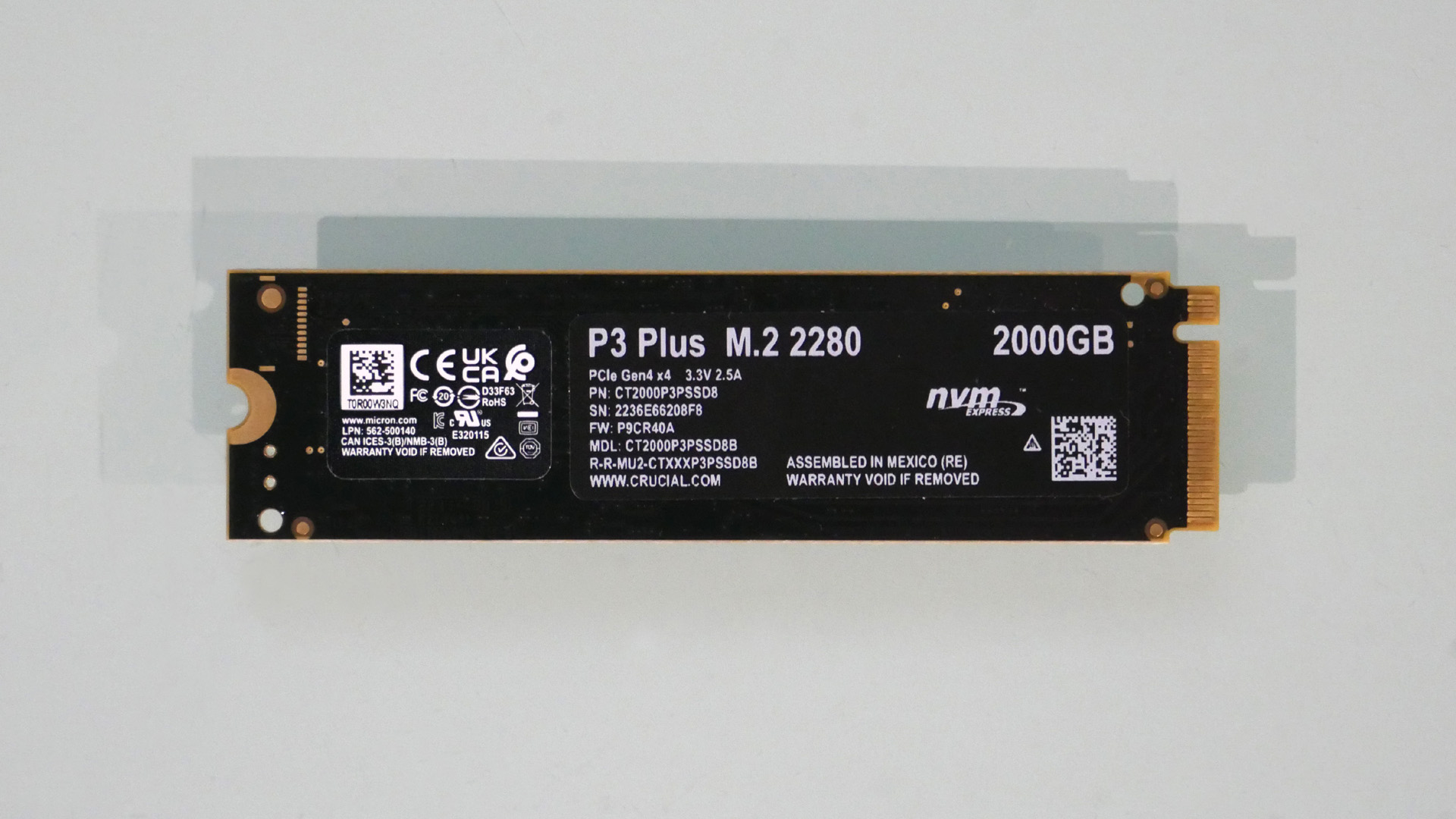 Crucial P3 Plus SSD 2TB M.2 NVMe PCIe Gen4 Interno - Fino A 5000MB/s - Per Laptop
