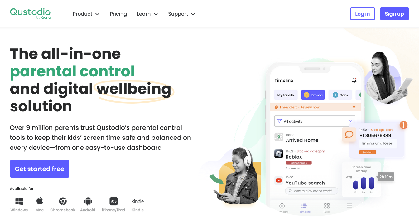 Captura de tela do site Qustodio (fevereiro de 2025)