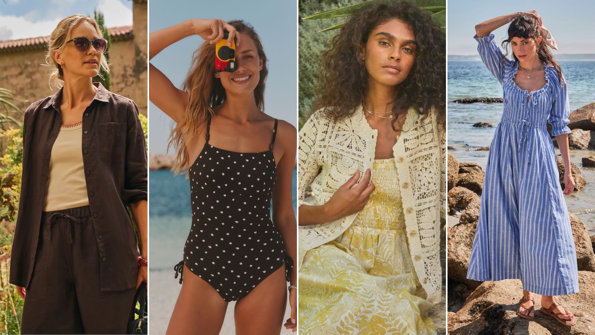 Four models wearing FatFace's new summer collection