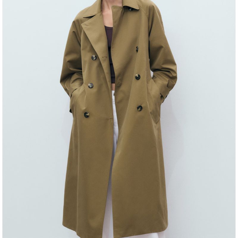 Mango , Long Double-Breasted Trench Coat