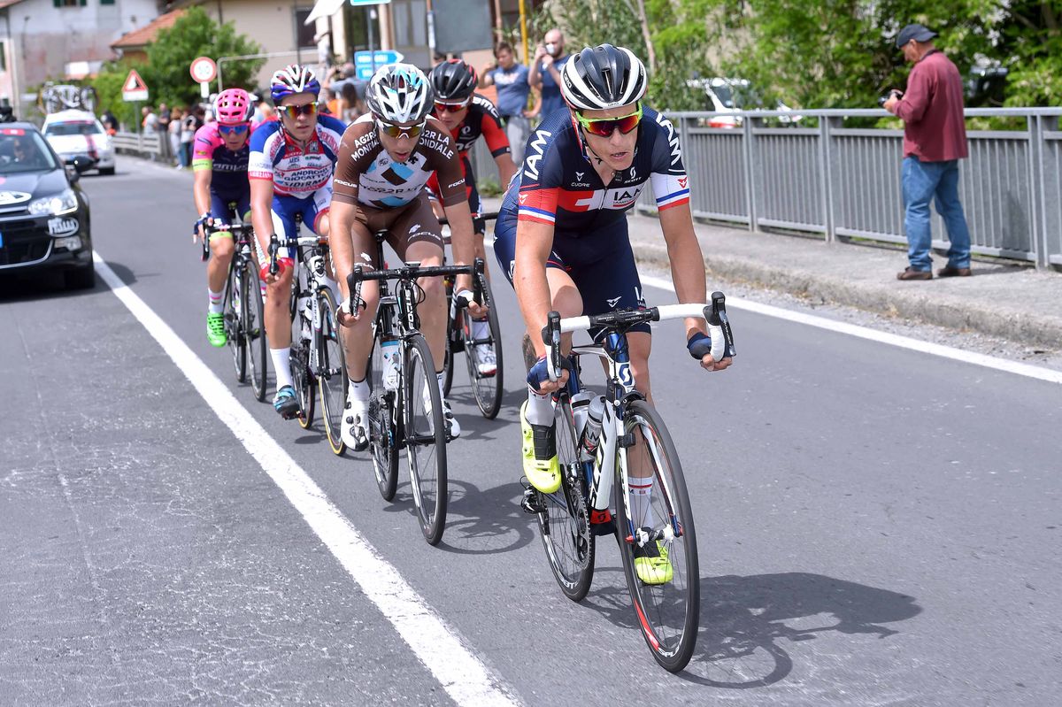 Sylvain Chavanel (IAM Cycling) drives the breakaway