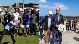 Princess Anne and Prince Edward visiting different continents