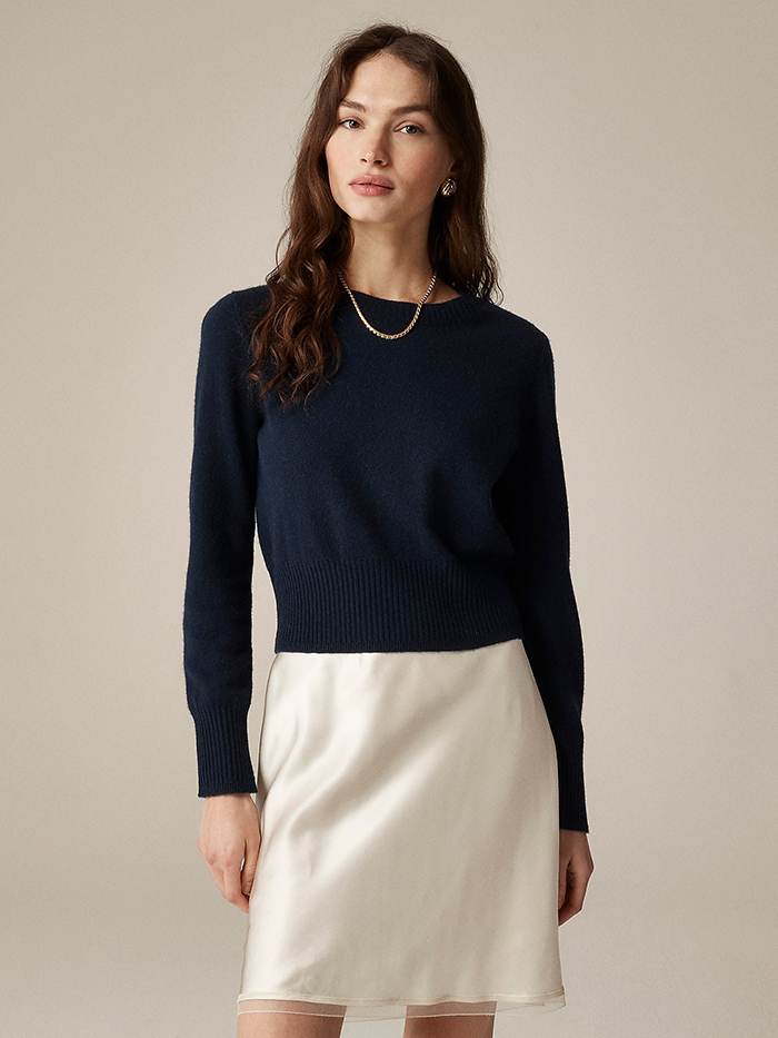Cashmere Shrunken Crewneck Sweater