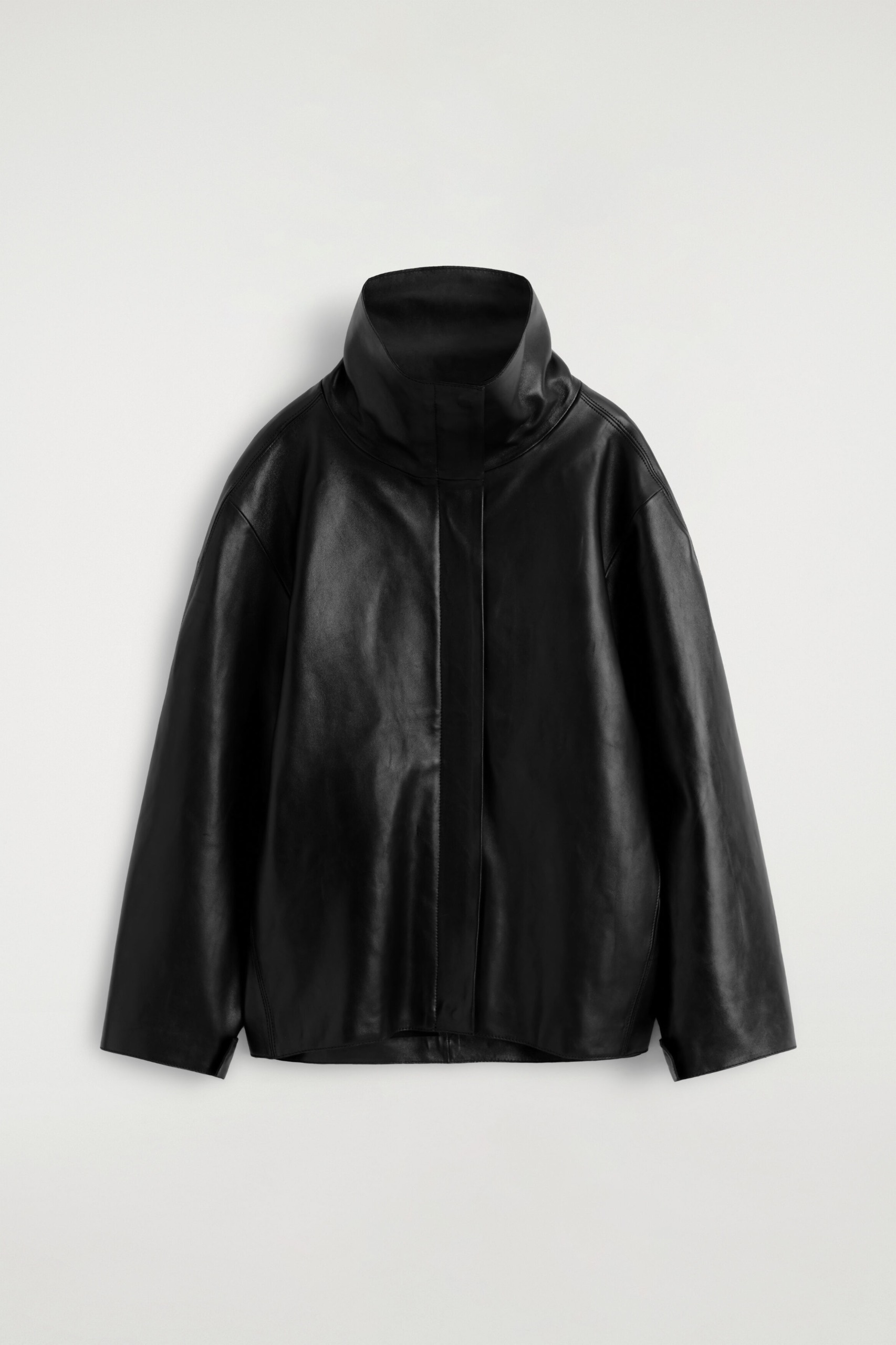 Leather Mock-Neck Jacket