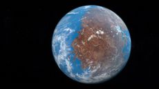 An image of the Earth from space. Here we see what Pangaea, or Pangea Earth Supercontinent, would have looked like &ndash; one giant land mass.