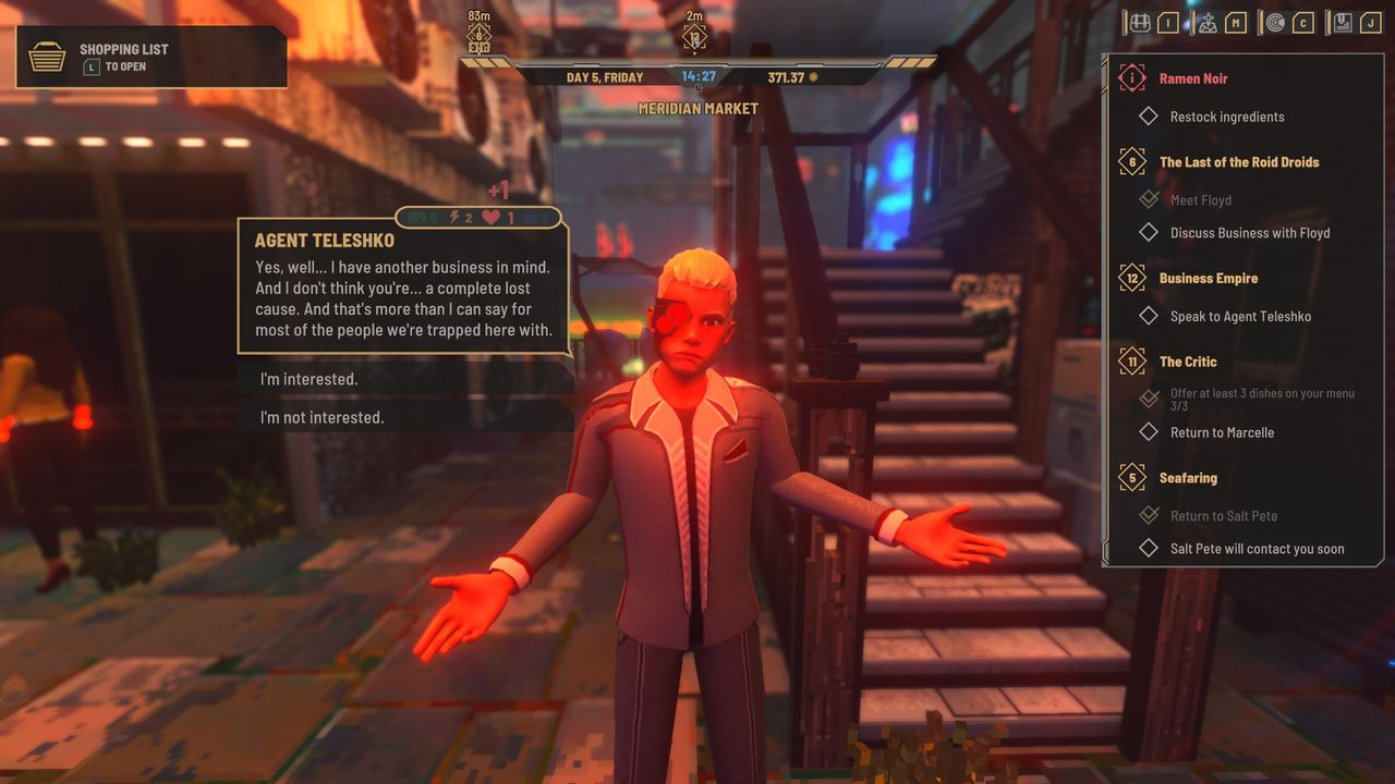 Nivalis Nights - Gaining a heart point with Agent Teleshko who says "Yes, well... I have another business in mind. And I don't think you're... a complete lose cause."