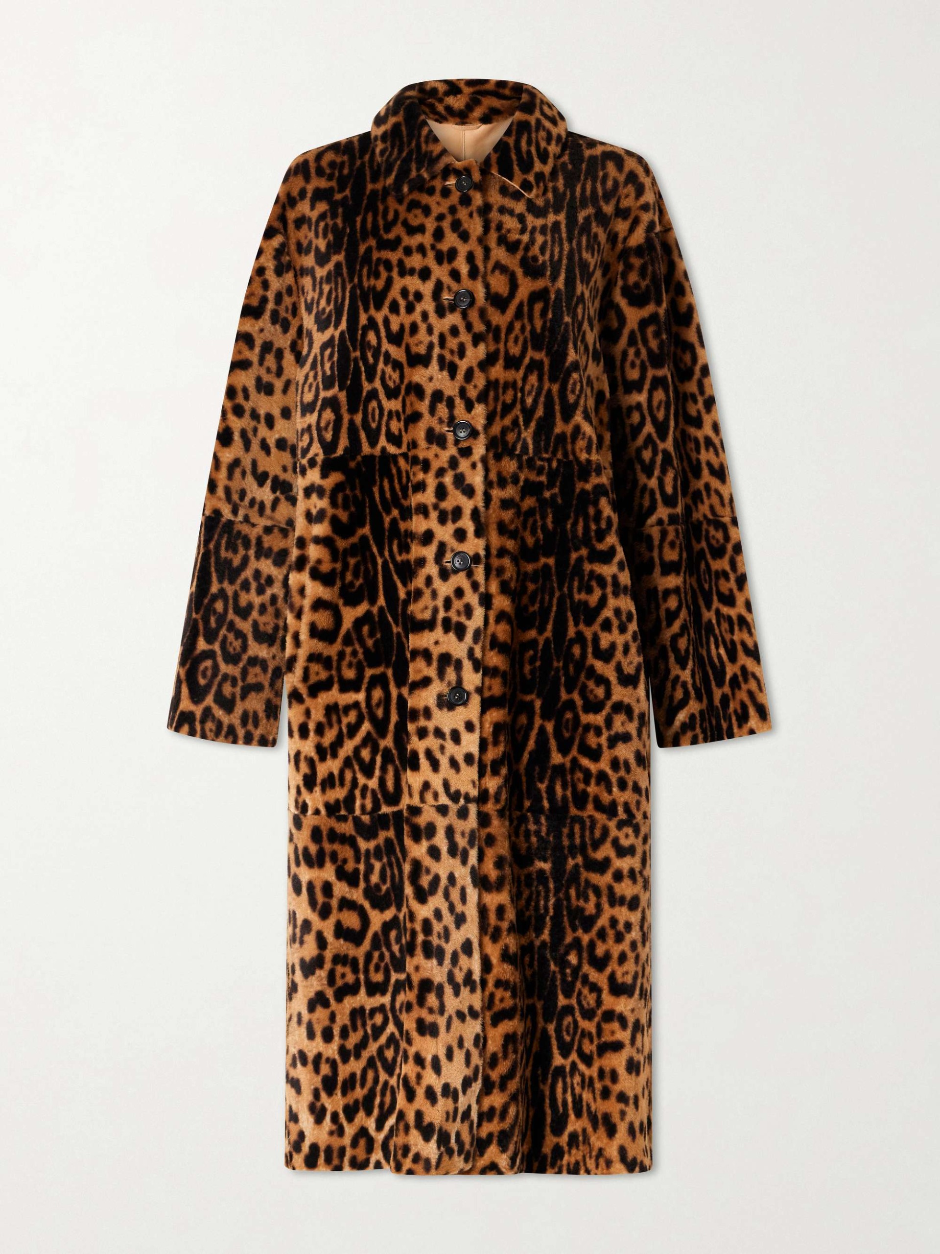 Davelle Leopard-Print Plush Coat