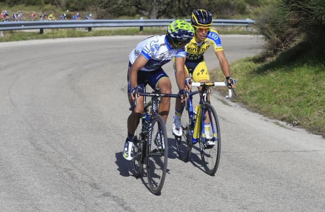 Nairo Quintana (Movistar) and Alberto Contador (Tinkoff-Saxo) on the move