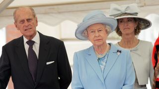 Queen Elizabeth II and Prince Philip, Duke of Edinburgh visit Romsey Abbey with Penny Knatchbull