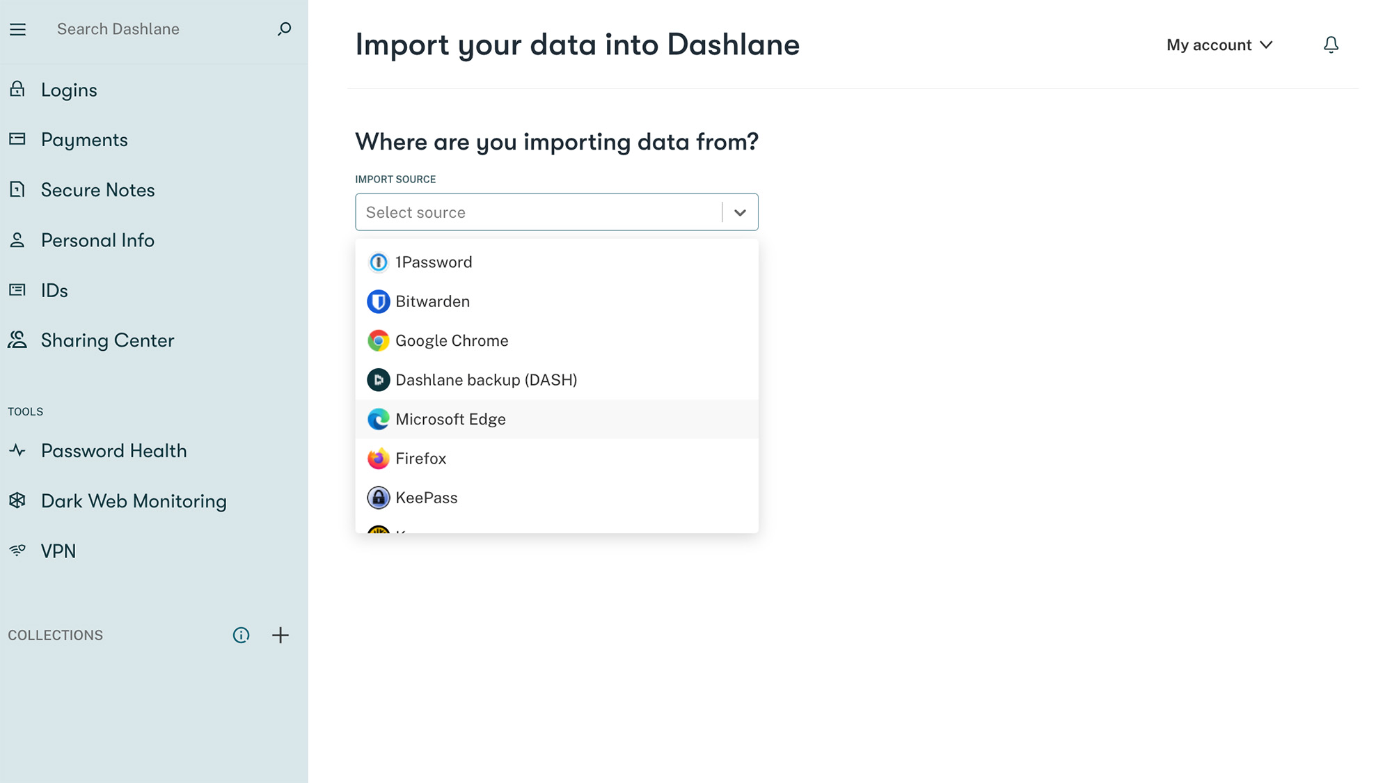 Dashlane software screen shot