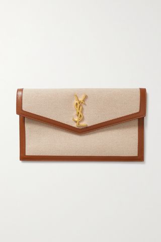 Uptown Leather-Trimmed Cotton-Canvas Pouch