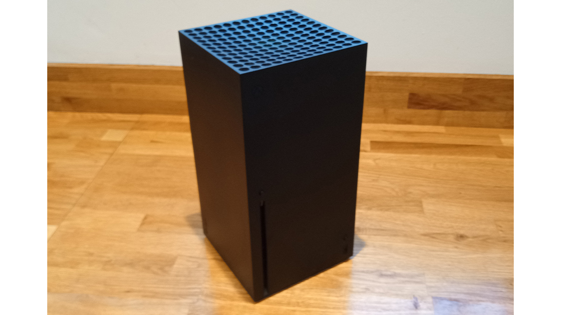 Xbox Series X review; an Xbox Series X stood upright