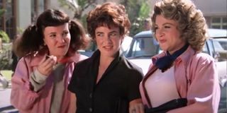Jamie Donnelly as Jan, Stockard Channing as Rizzo and Dinah Manoff as Marty in Grease.