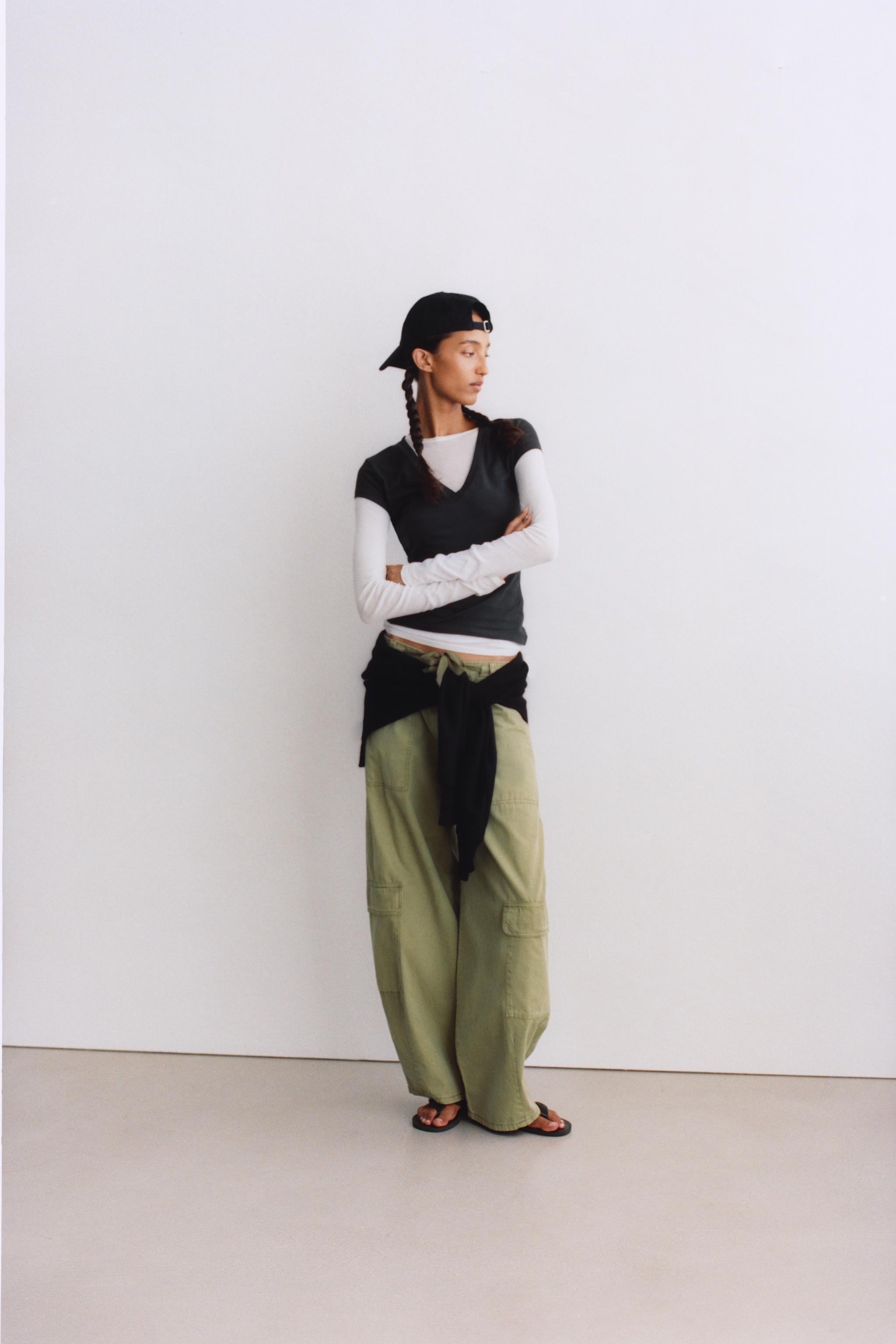 Oversize Cargo Trousers - Light Khaki - 4