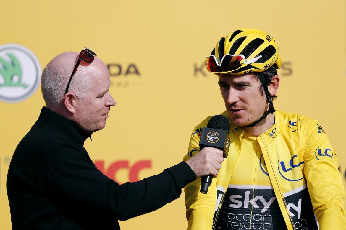 Geraint Thomas (Team Sky) speaks pre-race