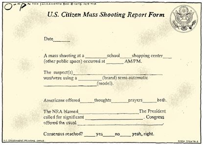 Editorial cartoon U.S. Mass Shooting Form NRA