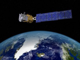 An artist's impression of the ICESat-2 satellite.