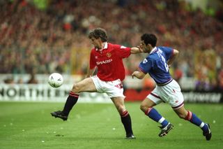 Mark Hughes in action for Manchester United against Oldham Athletic in the FA Cup semi-finals in April 1994.