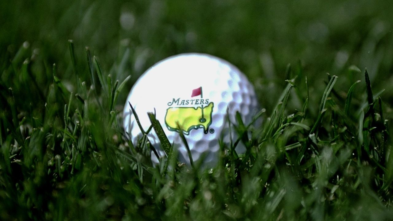 The Masters logo on a golf ball