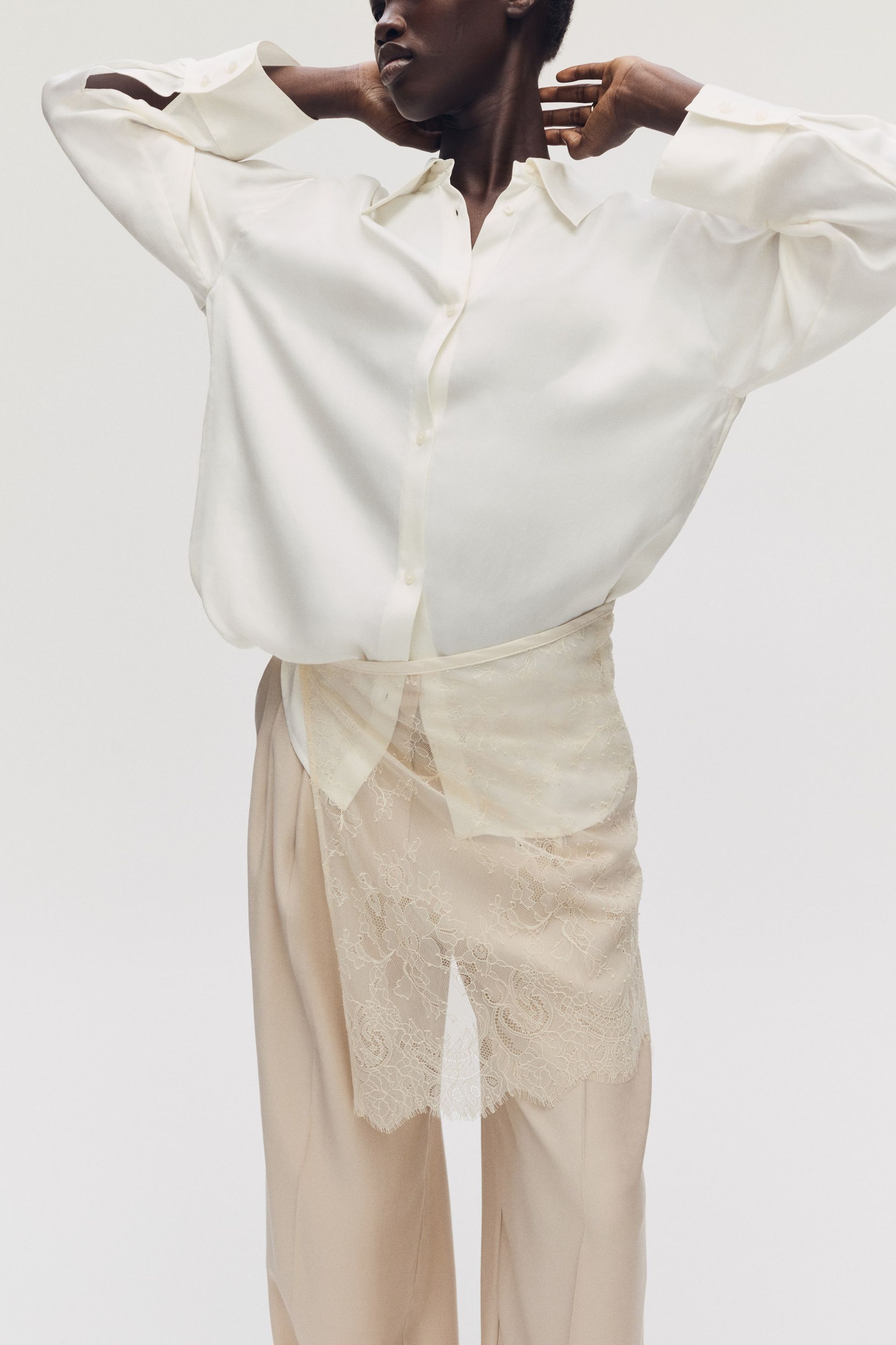 Lace Hip Scarf - Light Beige