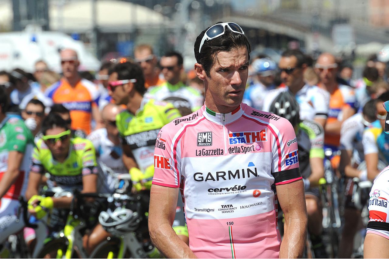 Millar in pink on stage four of the 2011 Giro. He was the first British rider to wear the leader&rsquo;s jersey in all three grand tours.