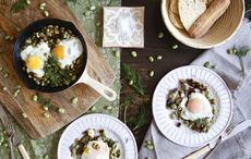 Spiced broad beans with baked eggs