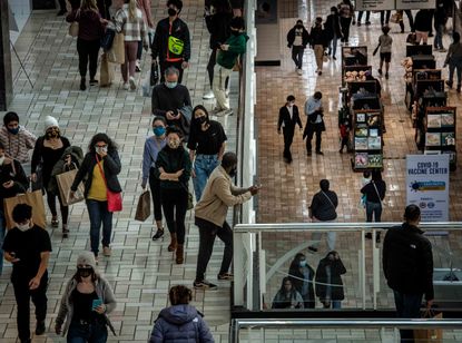 Shoppers on multiple levels at Tysons Corner Mall on Black Friday, in Tysons Corner, VA.