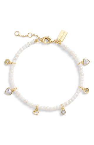 Coach Crystal Charm Imitation Pearl Bracelet