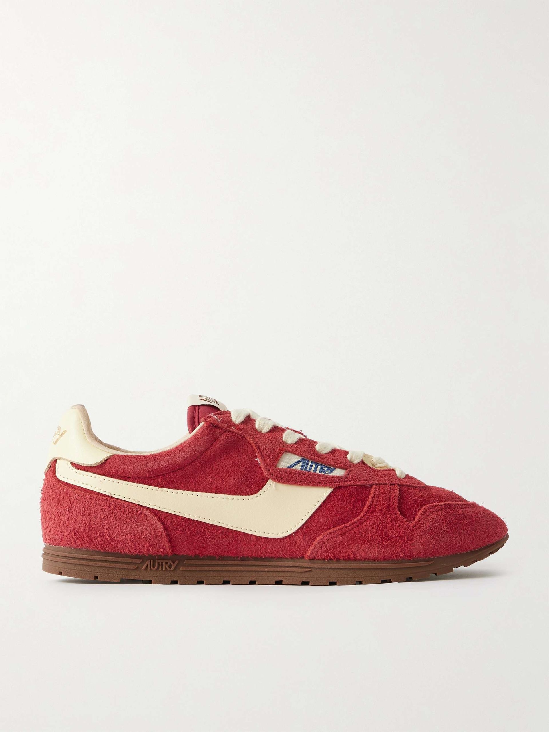 Windspin Leather-Trimmed Brushed Suede Sneakers