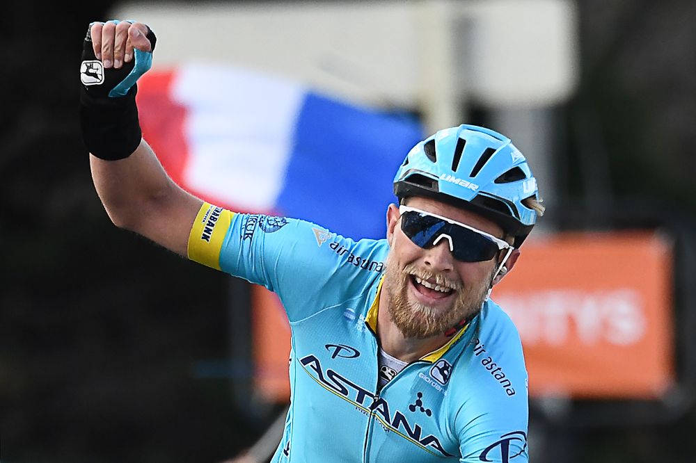 Magnus Cort celebrates winning stage 4 at Paris-Nice