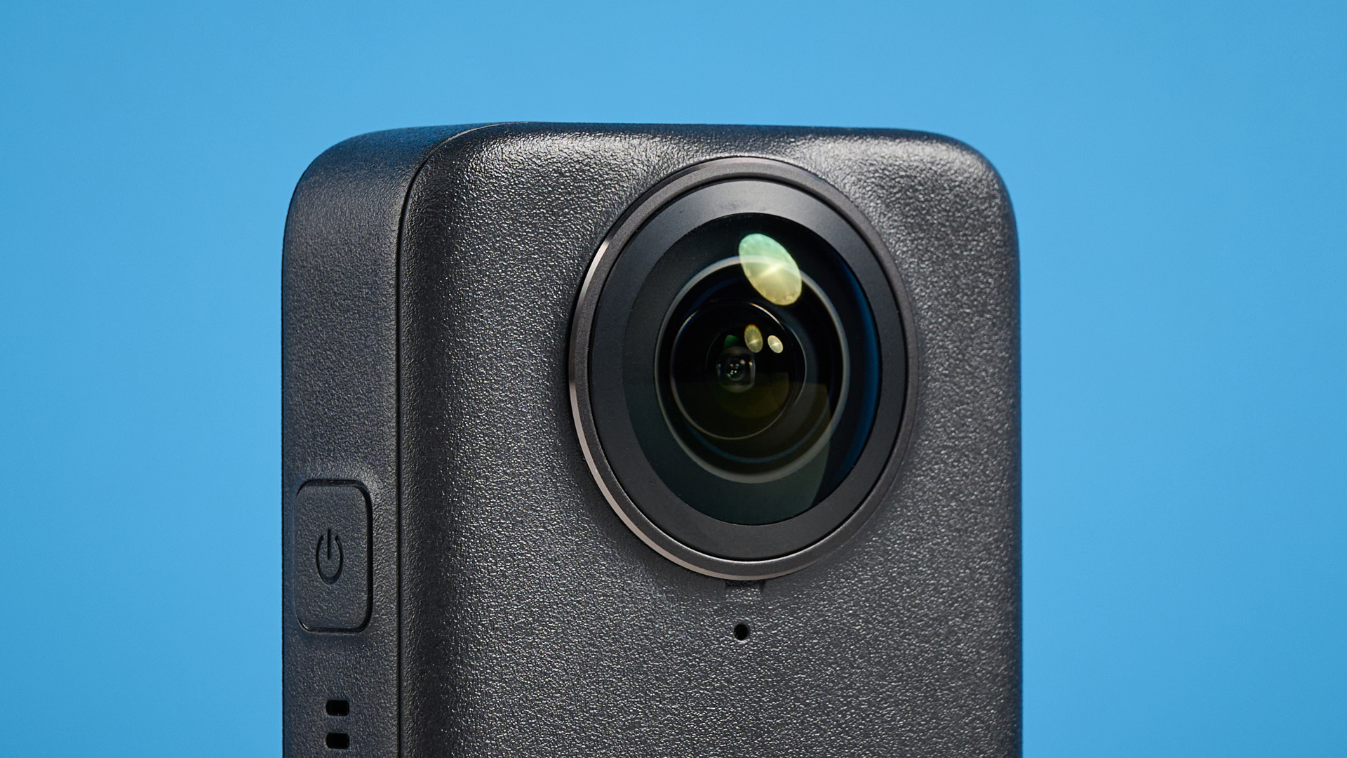 The DJI Osmo 360 against a blue background