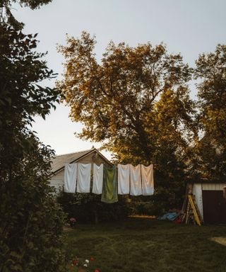 laundry outside on a clothesline