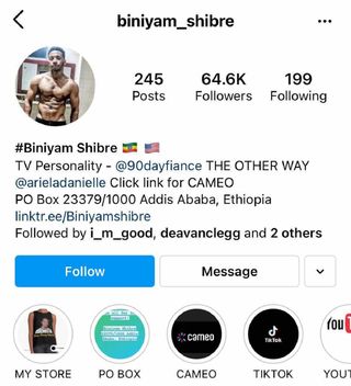 Biniyam Shibre 90 Day Fiance: The Other Way Via Instagram
