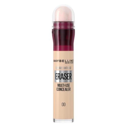 Maybelline Instant Anti-Age Eraser Eye Concealer for Face, Dark Circles, Blemish &amp;amp; Fine Lines Concealer, Full Coverage, Dermatologist Tested, Suitable for Sensitive Skin, Shade: 00 Ivory