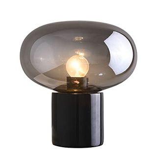 Poiaeusant Glass Table Lamp Farmhouse Lamps for Living Room Art Deco Side Table Lamp for Living Room Smoky Gray