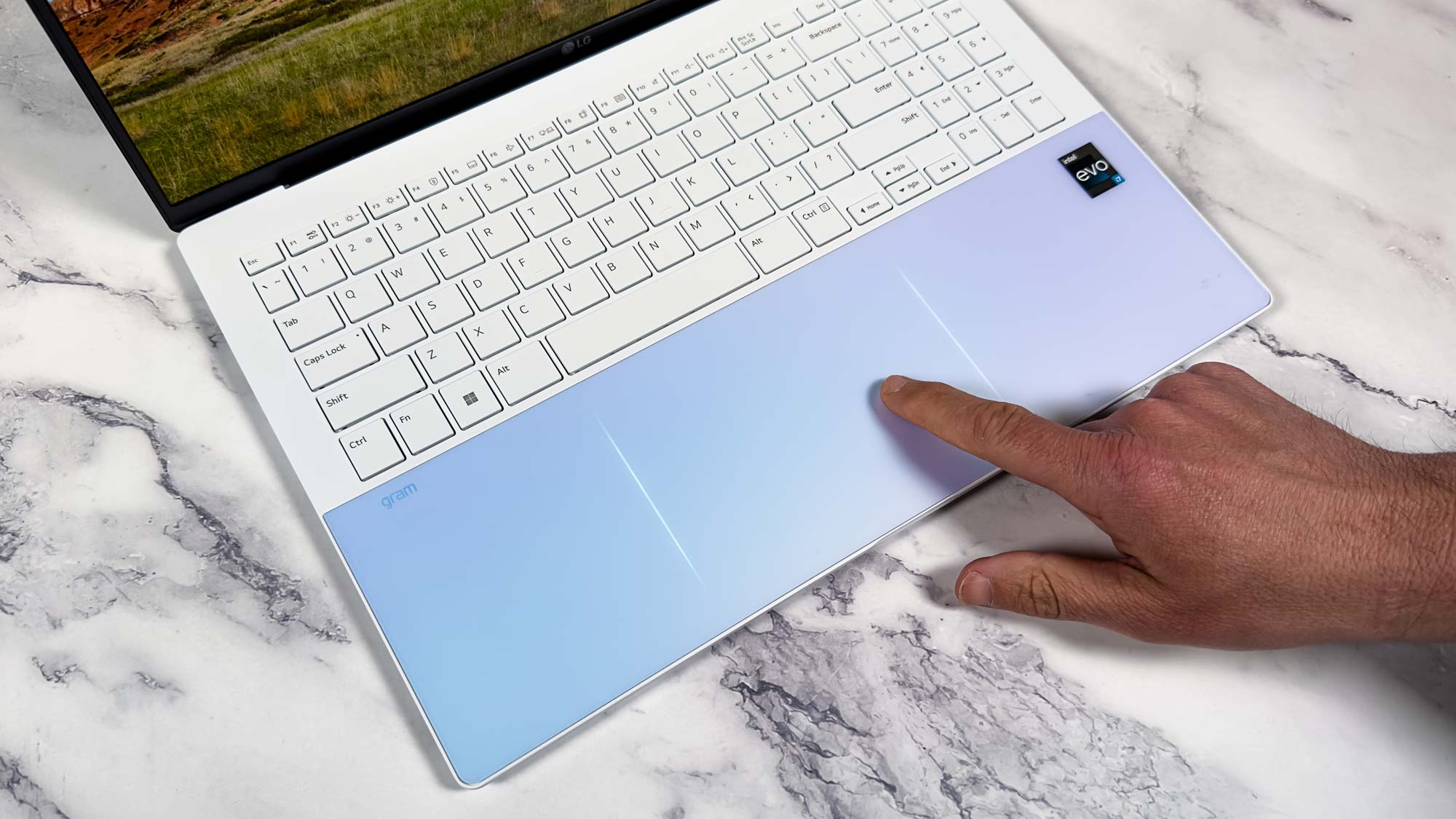 LG Gram Style laptop touchpad illuminated