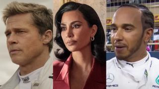 Brad Pitt and Lewis Hamilton are shown in F1, while Kim Kardashian is shown in All's Fair.