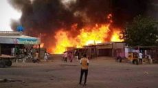 Fire at a livestock market in Darfur, Sudan