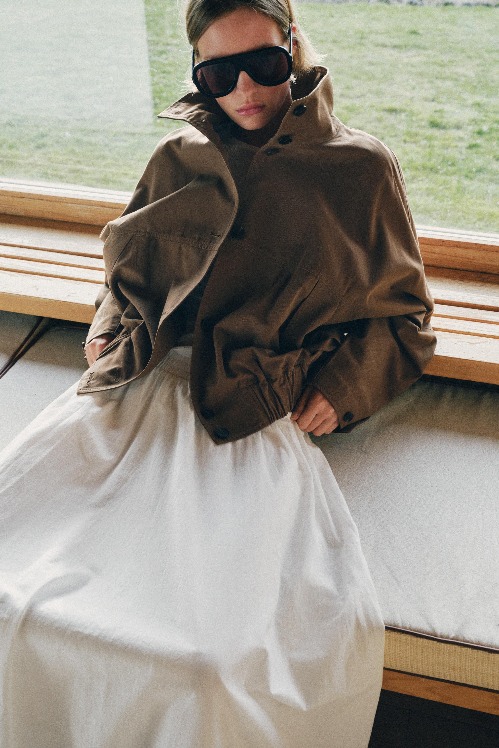 High Neck Jacket With Elasticated Hem