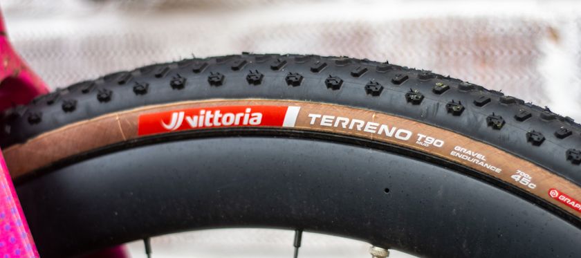 A Vittoria Terreno T90 gravel tyre
